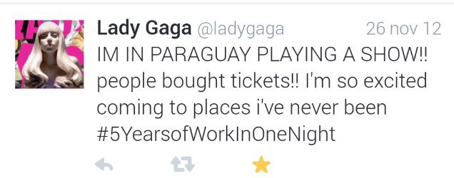 HausofGagaPy's tweet photo. Tweets de Lady Gaga cuando se encontraba en Paraguay hace 3 años para el #BTWBallParaguay 

#MTVStars Lady Gaga

😍😍😍 https://t.co/uXmWqXb5Tf