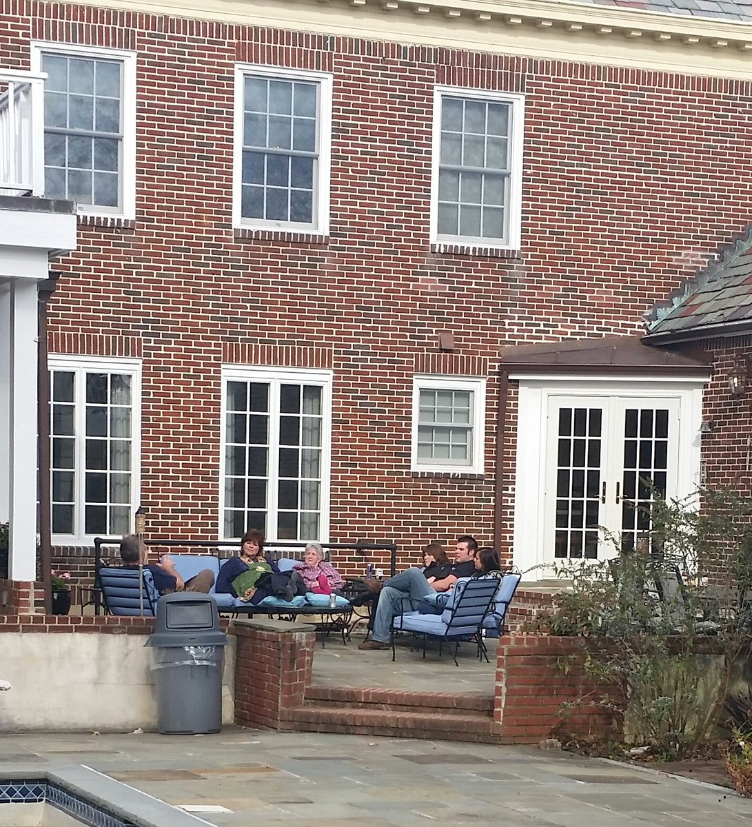 Greatful for family and their beautiful home on Long Island. MN family sits by the pool when it is 60* :)