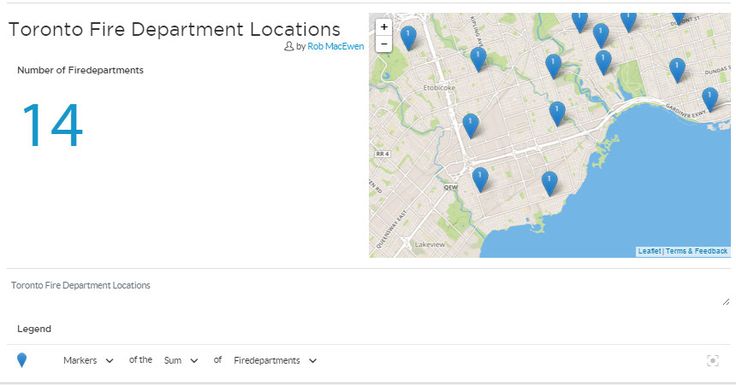 MapsBI's tweet photo. [Map Snap] Number of fire departments in southern Toronto  using #opendata sets https://t.co/5Rsv2Dq4o1 https://t.co/xkybd66wpi