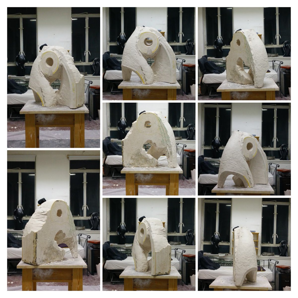 CKDrakesculptor's tweet image. It seems winter's rain concentrates the mind. #ProductiveDay #glasgowstudio #carvingprocess