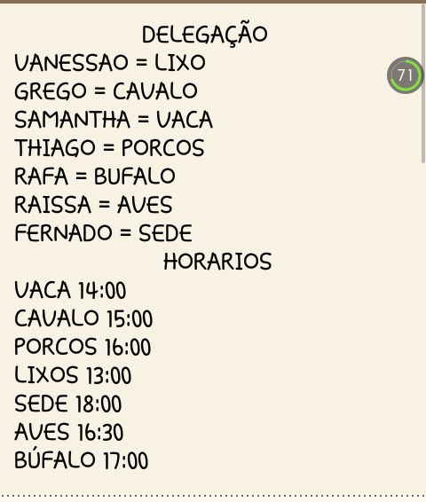FazendaVRTL's tweet photo. ESSE É O QUADRO DE OBRIGAÇÕES QUE OS PEÕES TERÃO QUE CUMPRI https://t.co/7HFsh1Pqpr