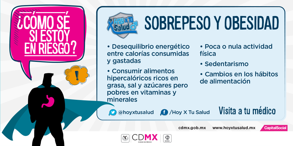 hoyxtusalud's tweet photo. ¿Tienes sobrepeso u obesidad? ¡Puedes estar en riesgo! Asiste a tu médico para una valoración #NoviembreAzul https://t.co/uUHL4TZkXo