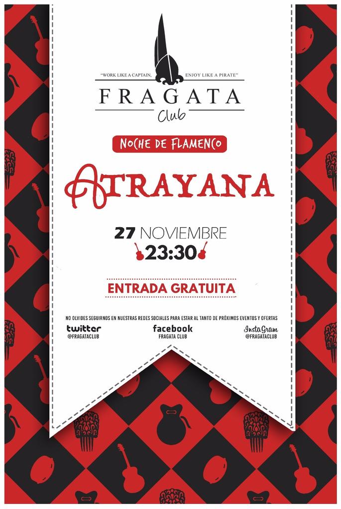 Mañana vienen Atrayana.
Hasta las 00.30 botella a 30€ y 2x8€ en copas toda la noche.
¡Desde las 23.30!