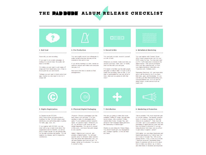 THE 8 STEP ALBUM RELEASE CHECKLIST for Winning!
Visit • raddude.ca/AlbumReleaseCh…