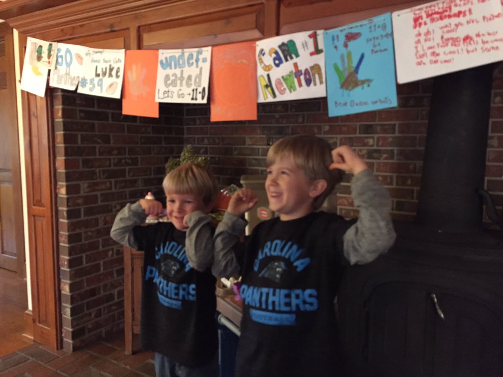graytmorgan's tweet photo. Go @Panthers!! Our little fans made signs to cheer on @CameronNewton and the rest of the team! https://t.co/TAeE8DhHlC