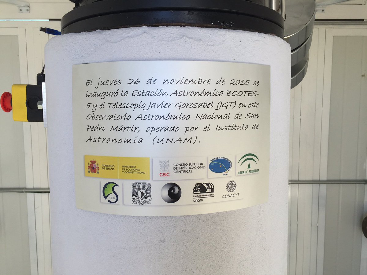 LorraineHanlon1's tweet photo. BOOTES-5 60cm robotic telescope in Mexico is inaugurated today in memory of our departed colleague Javier Gorosabel https://t.co/8hP6pheiHv