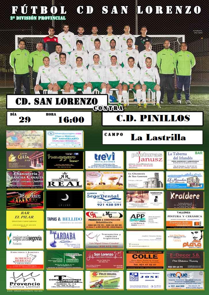 Proximo partido aficionado Futbol <a href="/cdsanlorenzo/">C.D.San lorenzo</a> - <a href="/CDPinillos/">CDPinillos</a>