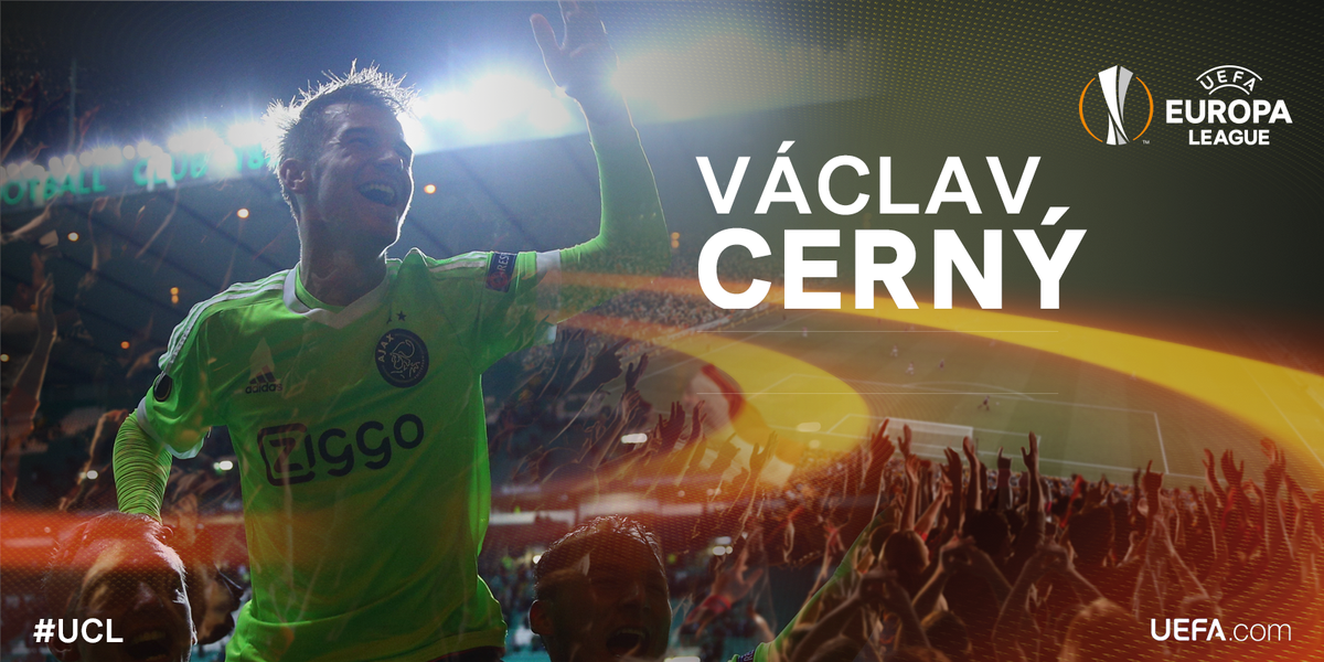 EuropaLeague's tweet photo. Václav Cerný: the youngest Ajax scorer in a major European game since Rafael van der Vaart in 2000! #UEL https://t.co/vAj2rt4G8r