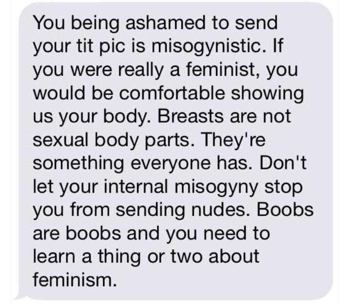 TotalDickDad's tweet image. A text my feminist son sent to a girl. I'm so proud of him.