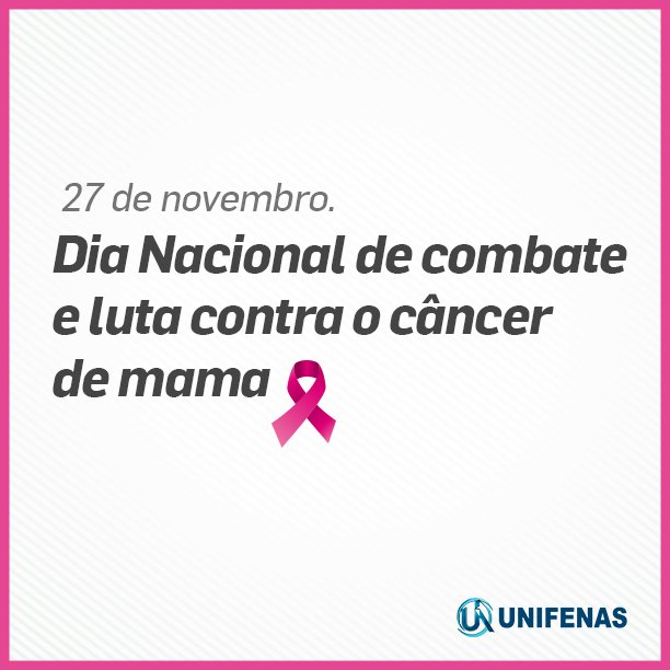 UNIFENASBH's tweet photo. 27/11 - Dia Nacional de Combate e Luta Contra o Câncer de Mama.
#unifenas #cancerdemama https://t.co/UGWsgMVv6l