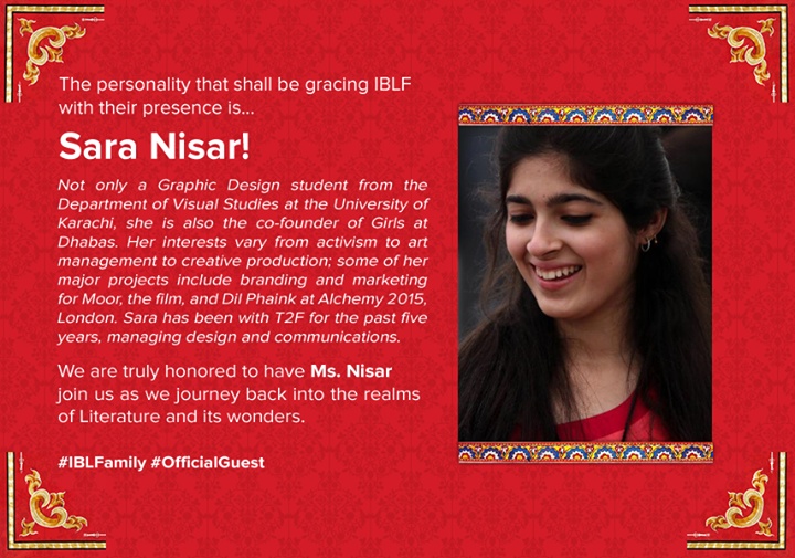 IBLF15's tweet photo. OPEN FOR OUTSIDERS.

Our guest for the Chaikhana (IBLF Edition)

Sara Nasir (The Second Floor (T2F) https://t.co/WXuZVJGGnu