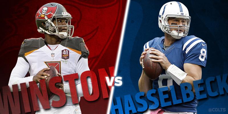 Colts's tweet photo. The youngest starting QB in the league meets the oldest this Sunday at LOS: https://t.co/zorBcCQIDZ https://t.co/aa7EbR53Wi