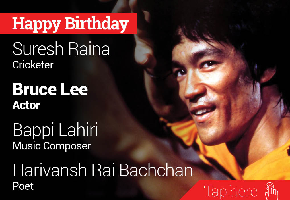 Happy Birthday Suresh Raina, Bruce Lee, Bappi Lahiri, Harivansh Rai Bachchan, 
