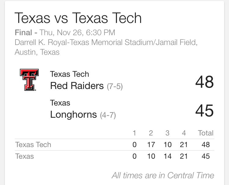 Txdomer97's tweet photo. Texas, who clinched a losing season tonight, BEAT #3 Oklahoma...#GoIrish #NDFB #CommonOpponent https://t.co/9IBfQe7zvl