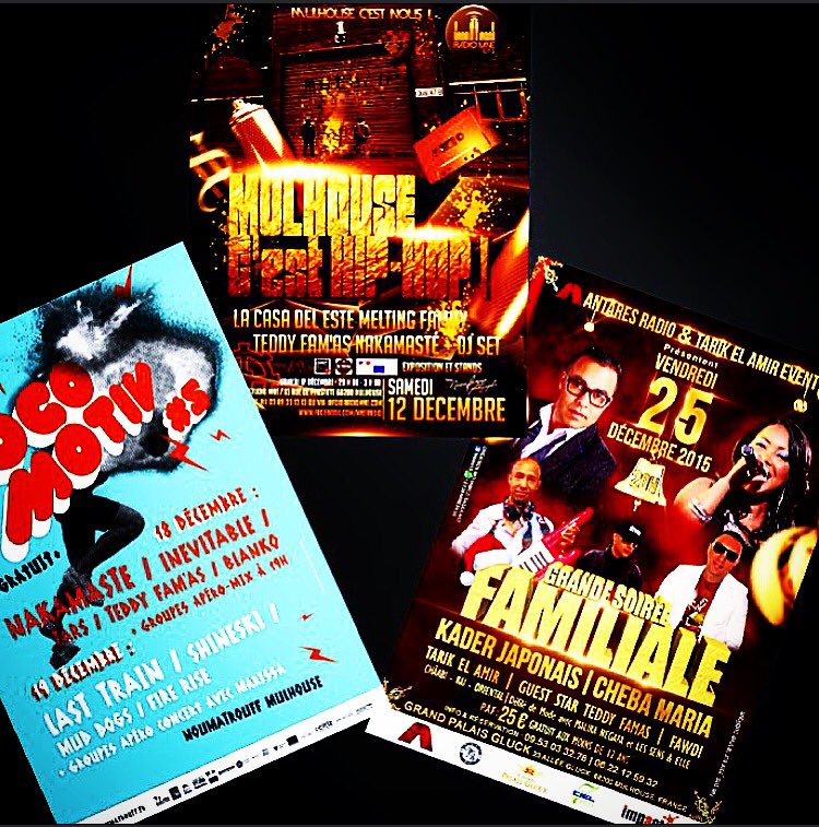 TEDDYFAMAS's tweet photo. Mois de décembre chargé 12/12 à Motoco 18/12 au Noumatrouff 25/12 Grand Palais Gluck #Dieez #MoriArty #DeejayBleyzi https://t.co/vF6KetN2PV