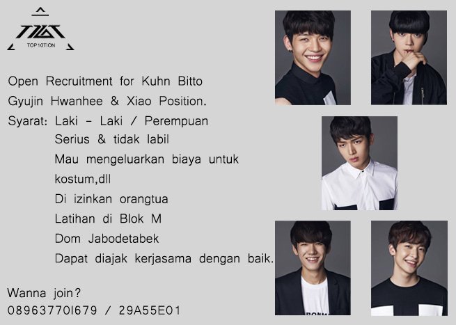 <a href="/ONCE_DC/">!! NEED JUNGYEON !!</a> [HELP RT] TOP10TION open recruitment for Kuhn Bitto Gyujin Hwanhee Xiao position,minat?hub cp di foto
