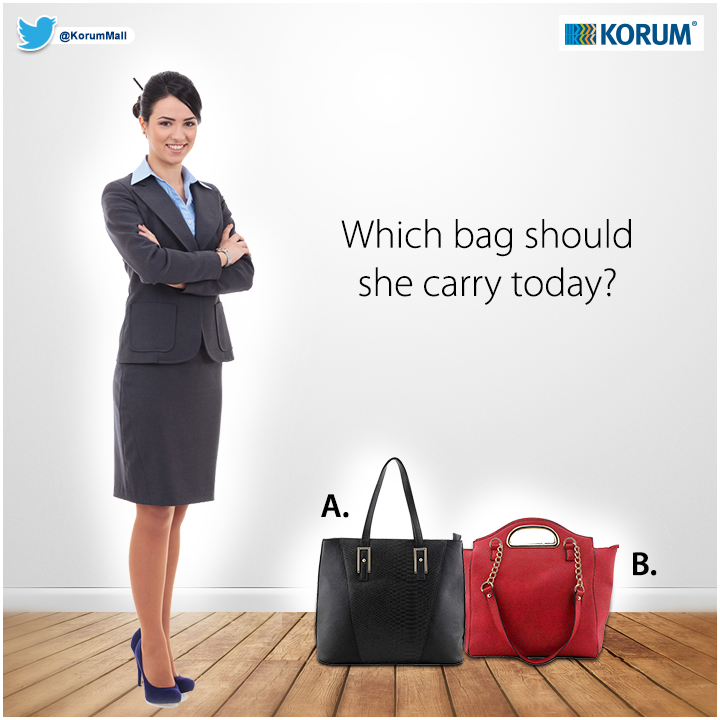 KorumMall's tweet photo. There's a bag for every occasion at #BagZone @KorumMall, What's your pick for this corporate look? https://t.co/sb2ch7B8gW