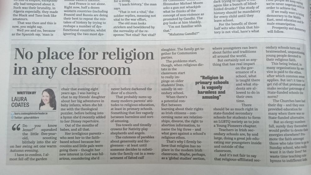 EducateTogether's tweet image. RT @sket2ndlevel: By @laurakildare in @leinsleadernews. @EducateTogether schools needed 4 #diversity #equalitybased