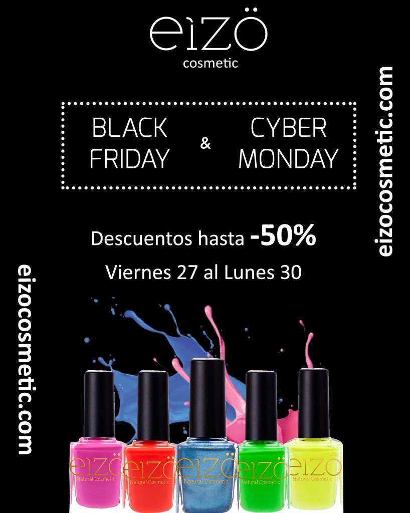 eizocosmetic's tweet photo. Entra en la web y descubre todos los #descuentos del #blackfriday al #cybermonday #cosmética #uñas #aromaterapia https://t.co/a9J1j5ppke