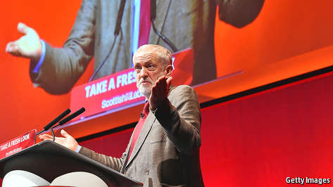 TheEconomist's tweet photo. Jeremy Corbyn is sinking - but Labour can't easily get rid of him https://t.co/5WUHfKm4nn https://t.co/8wtWx6vo1r