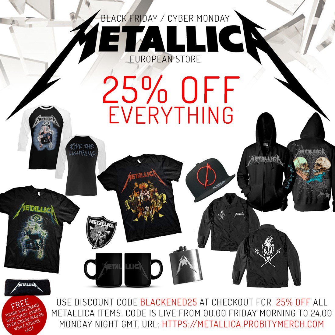 Metallica no Twitter: "Metallica European Store 25% Off Weekend. coupon code https://t.co/9mgnfHrPR6" / Twitter