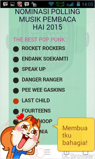 Udah vote <a href="/myLASTCHILD/">LAST CHILD</a> di READERS POLL MUSIC AWARD 2015 ? Kalo blm, nih linknya bit.ly/haipoll