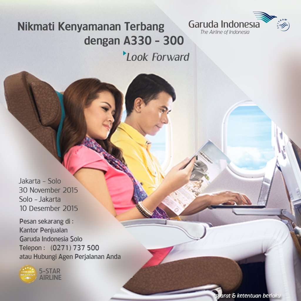 Garuda_Solo's tweet photo. Nikmati kenyamanan terbang bersama Garuda Indonesia dengan A330 seri 300 https://t.co/ecZ0e565g7