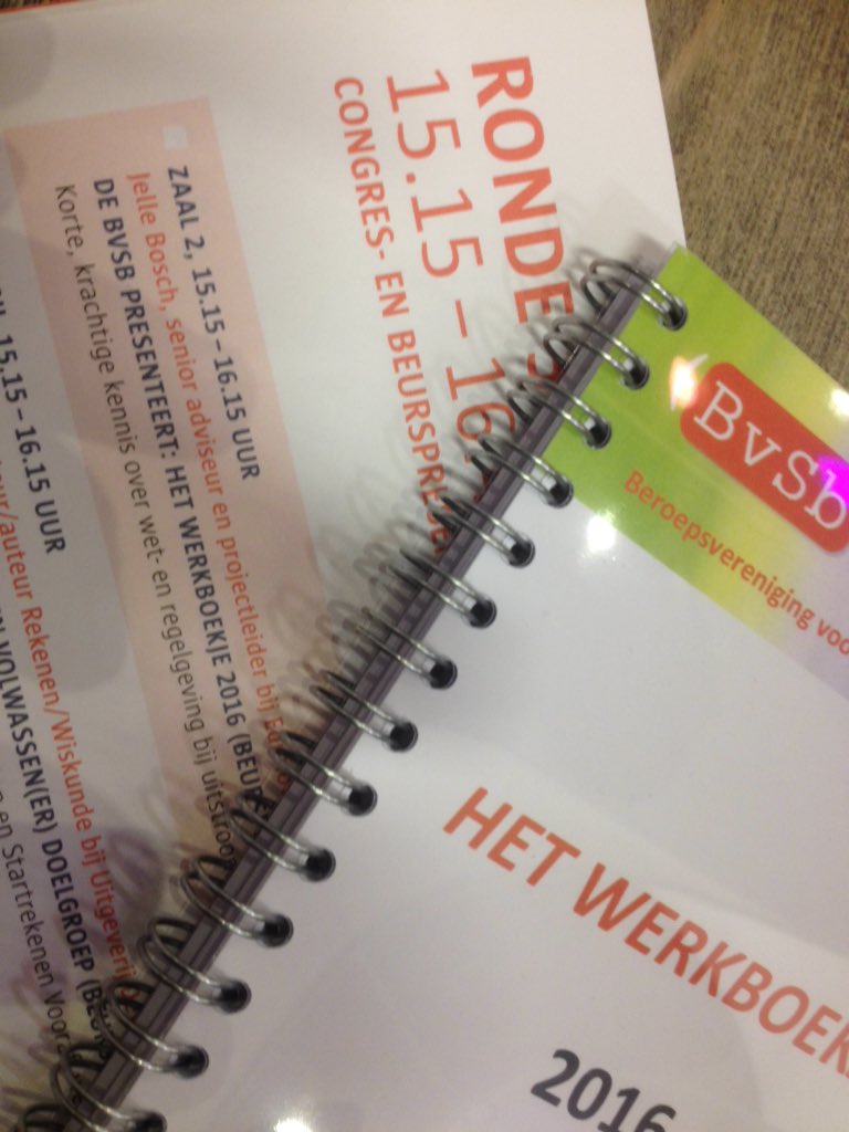 bvsb_info's tweet photo. Vanmiddag presentatie van Het Werkboekje 2016 op @HetCongres. Alle info over wet- en tegelgeving op zakformaat https://t.co/GrsDZT1VGc