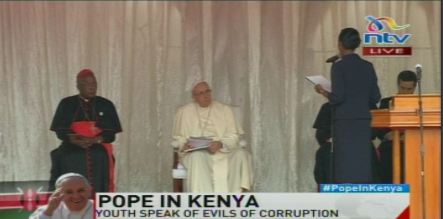 ntvkenya's tweet photo. Linet Wambui: Most of us get values from social media #PopeInKenya https://t.co/a8yC92Ivzp
