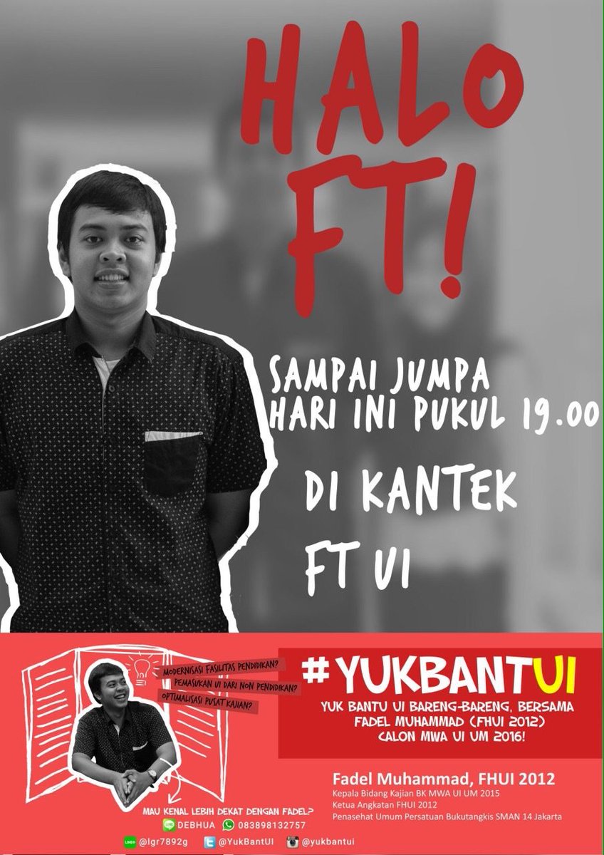 Pagi Teknik! 
#YukBantUI, datang eksplorasi malam ini! <a href="/KesmaBEMFTUI/">Kesma BEM FTUI</a> <a href="/pengmasBEMFTUI/">PENGMAS BEM FT UI</a> @detikteknika <a href="/NetIC_FTUI/">NetIC FTUI</a>