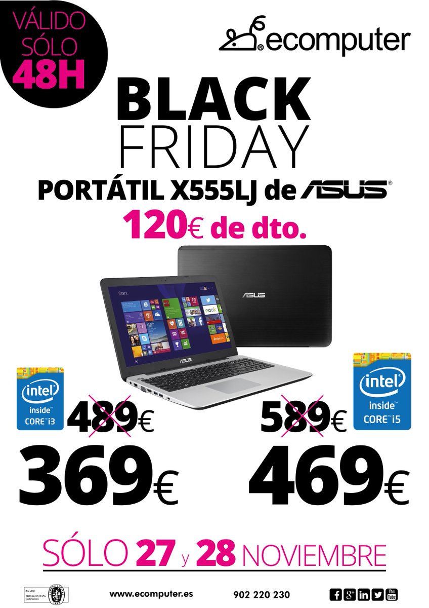 Ecomputer_'s tweet photo. #BLACKFRIDAYECOMPUTER PORTÁTIL ASUS X555LJ CON 120€ DTO. No pierdas esta oportunidad y corre a tu tienda Ecomputer! https://t.co/FZbJdP5TzY