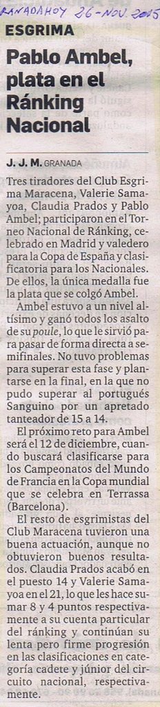 EsgrimaMaracena's tweet photo. En @hoygranada el club #fencing #esgrima #cemgr #scherma #escrime https://t.co/CmxFJnpwZo