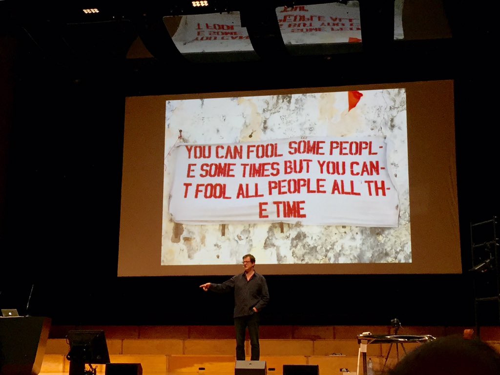 AnOnghena's tweet photo. You can fool some people but you can't fool all people all time - Harry Pearce #INTEGRATEDCONF15 @kastaar_press https://t.co/svB7cN0ohr