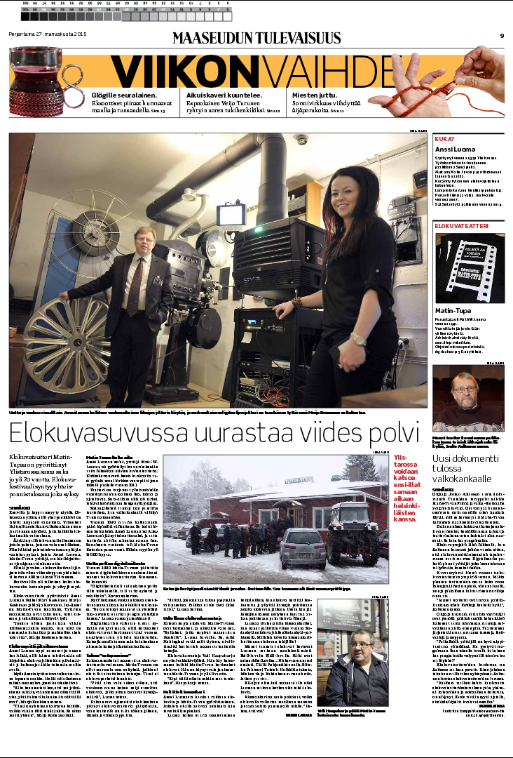 Matin_Tupa's tweet photo. Maaseudun Tulevaisuus 27.11.2015: Elokuvasuvussa uurastaa viides sukupolvi @Matin_Tupa https://t.co/Ryqq4OImlY https://t.co/3iQW164X1O