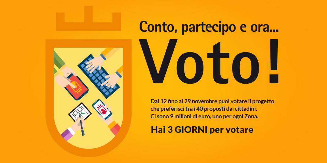 ComuneMI's tweet photo. - 3 giorni: votate il progetto che preferite per il vostro quartiere! https://t.co/V09OkEcIzp #ContoPartecipoScelgo https://t.co/OhnoqCvk3t