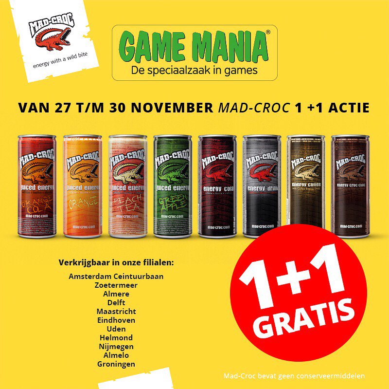 Dit #weekend kun je profiteren van de te gekke #MadCroc 1+1 #actie bij de bovenstaande #gamemania filialen! 🐊