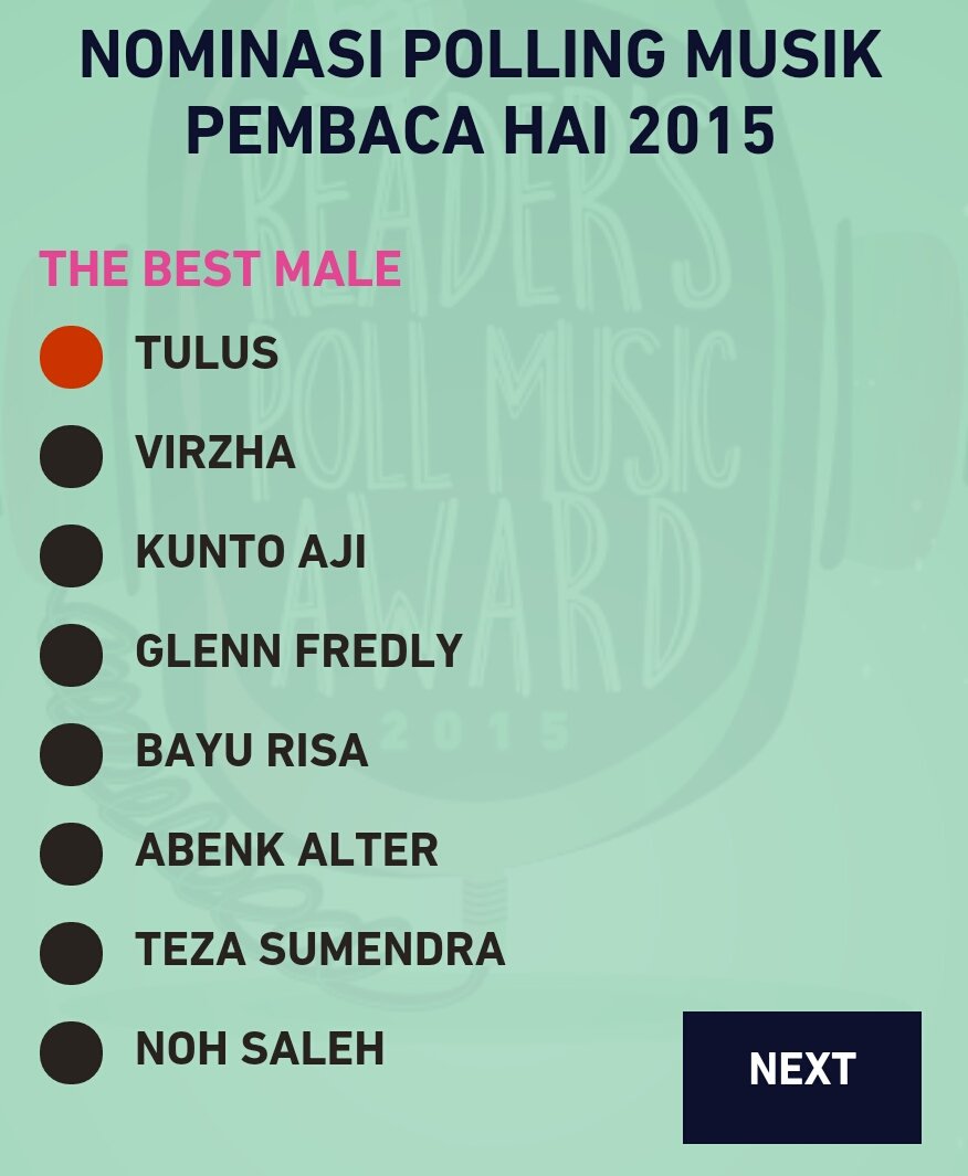 musiktulus's tweet photo. Dukung TULUS di #PollingMusikHai2015 dengan klik tautan ini --> https://t.co/bH8OW2BIUt sampai 14 Desember 2015! https://t.co/DIcYzoKdVN