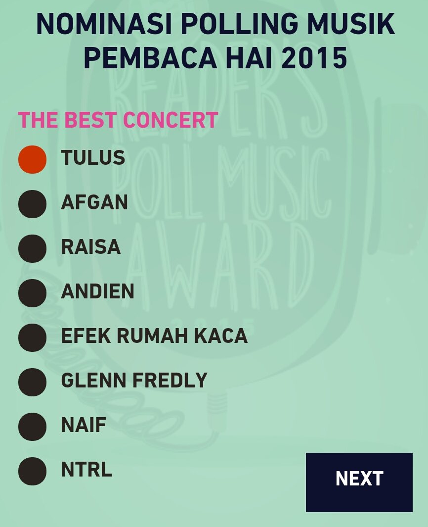 musiktulus's tweet photo. Dukung TULUS di #PollingMusikHai2015 dengan klik tautan ini --> https://t.co/bH8OW2BIUt sampai 14 Desember 2015! https://t.co/DIcYzoKdVN