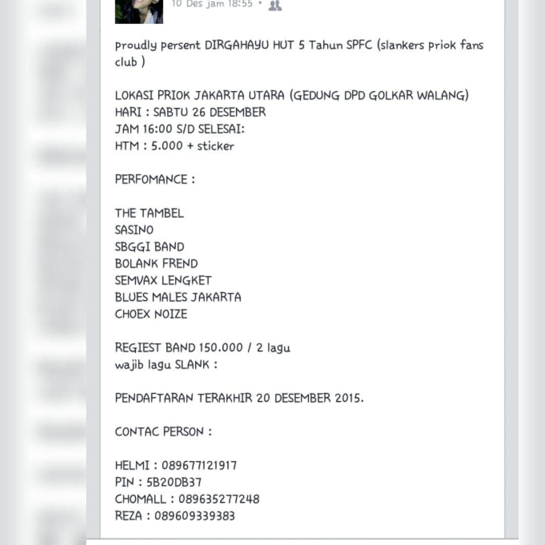 Yo yg mau ikutan dan sekaligus memeriahkan acara hut kami yang ke 5, silahkan hubungi contact tertera yahh 😊✌
