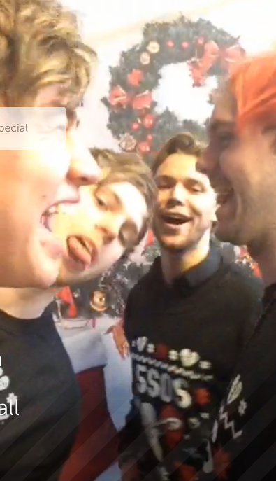 iHeartRadio's tweet photo. We got weird with @5SOS backstage at #iHeartRadioJingleBall! Watch on our @periscopeco  > https://t.co/rOk41zz3Lp https://t.co/eo9s9ePDpq