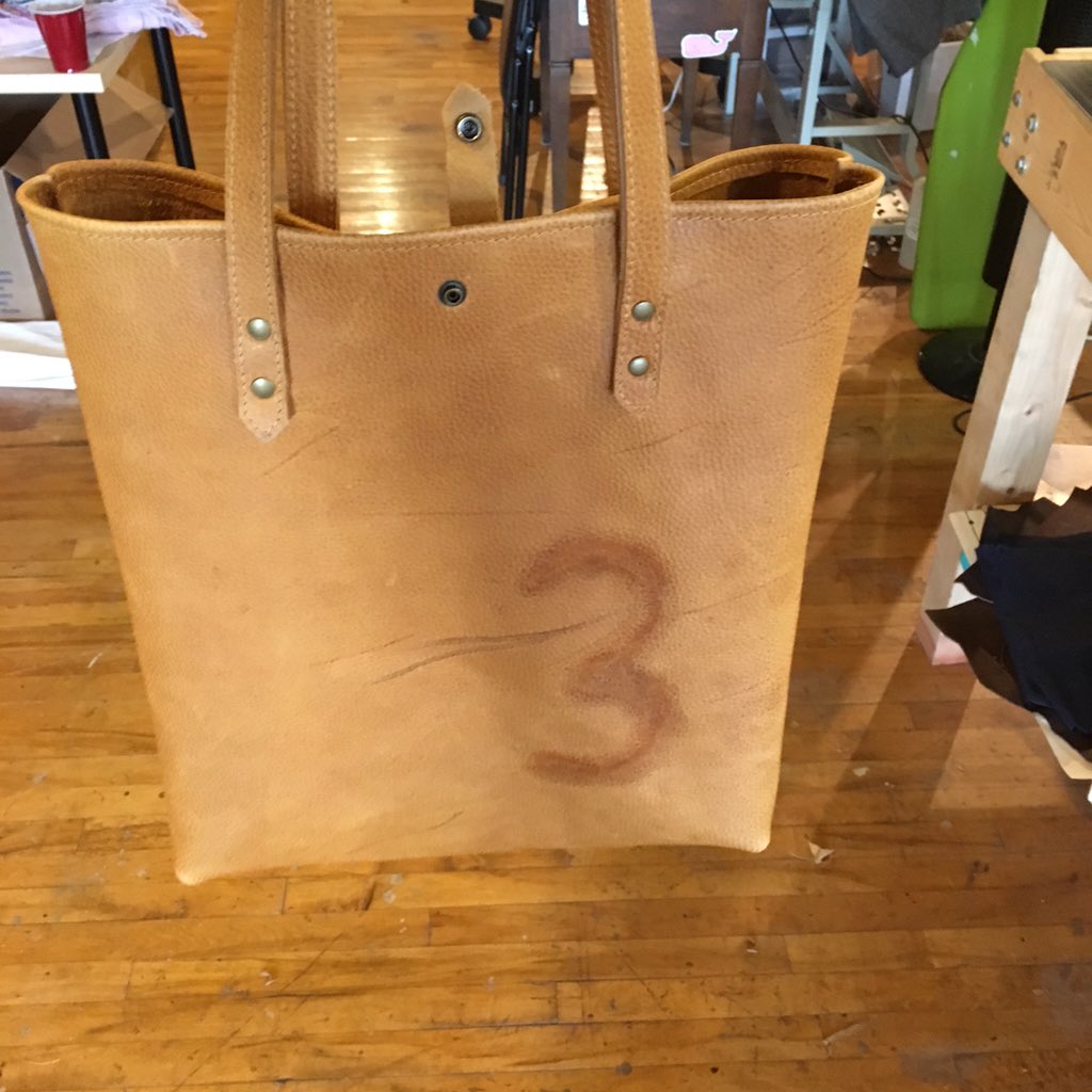 One day only and in limited supply! <a href="/tattersallco/">Tattersall</a> Markedleather tote in Miel color only $150.