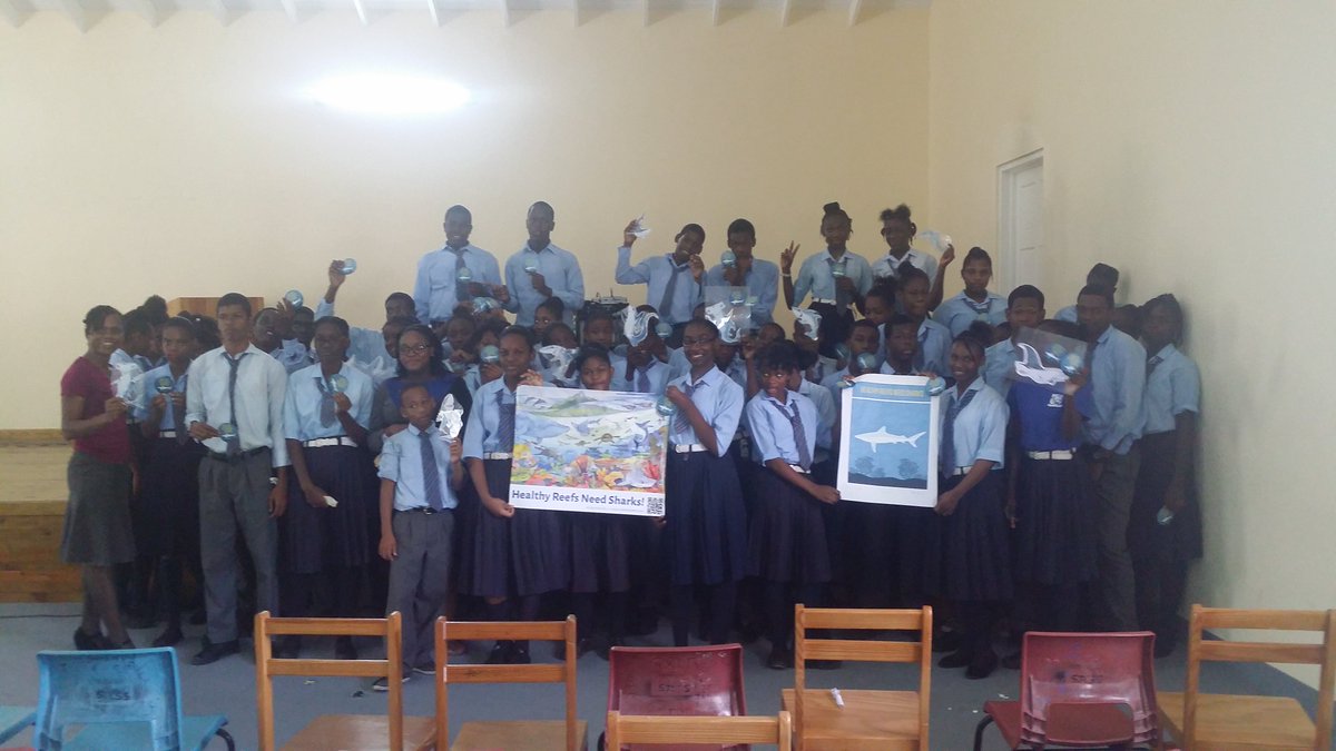 CaribSharkDef's tweet photo. St.John's Christian Sec. students support shark conservation @TheSharkStanley  @pewenvironment  @GrenadaEcoDive https://t.co/ESnwWlmpM0
