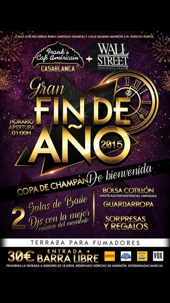 infdiscosevilla's tweet photo. FIN DE AÑO!!

WALL STREET!
Entradas anticipadas. 
35€

+info. 628216189 https://t.co/yyw6ByWfqC