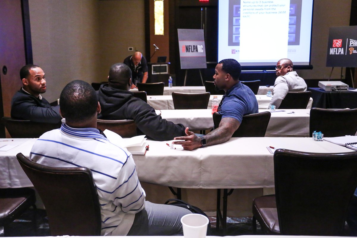 NFLPAFmrPlayers's tweet photo. Great lineup of sessions for at today's #NFLPARC. Networking, Entrepreneurship, Interview techniques and more! https://t.co/QyQxVFW1HZ