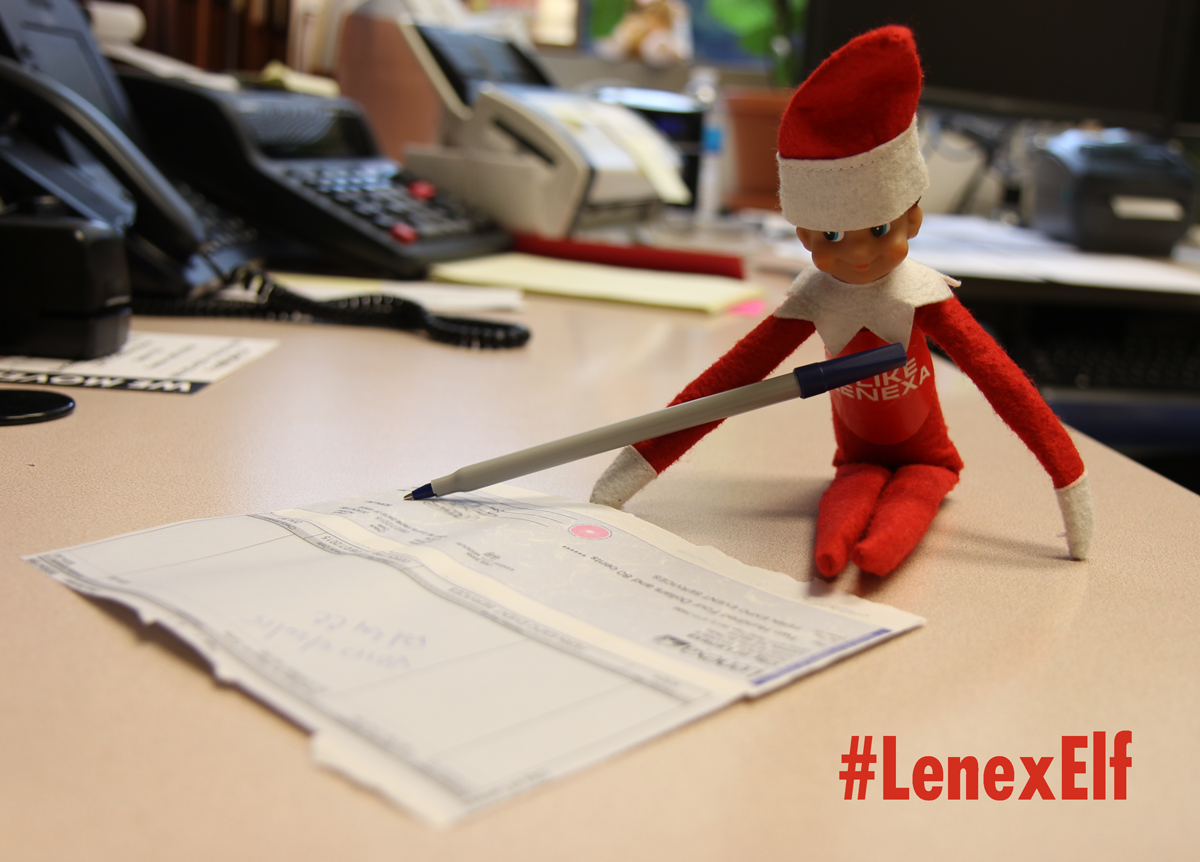 cityoflenexa's tweet photo. The #LenexElf says he's better suited for the office. Wasn't long before he's signing checks in the Finance Dept. https://t.co/h98LQs0Czt