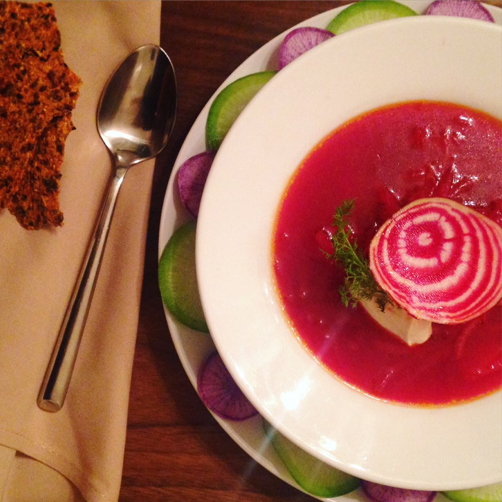 exilebistro's tweet photo. Hot Pink #borscht , red &amp; golden beets, rutabaga, potato, celery... #vegan #glutenfree https://t.co/0mZ1DuvJJi