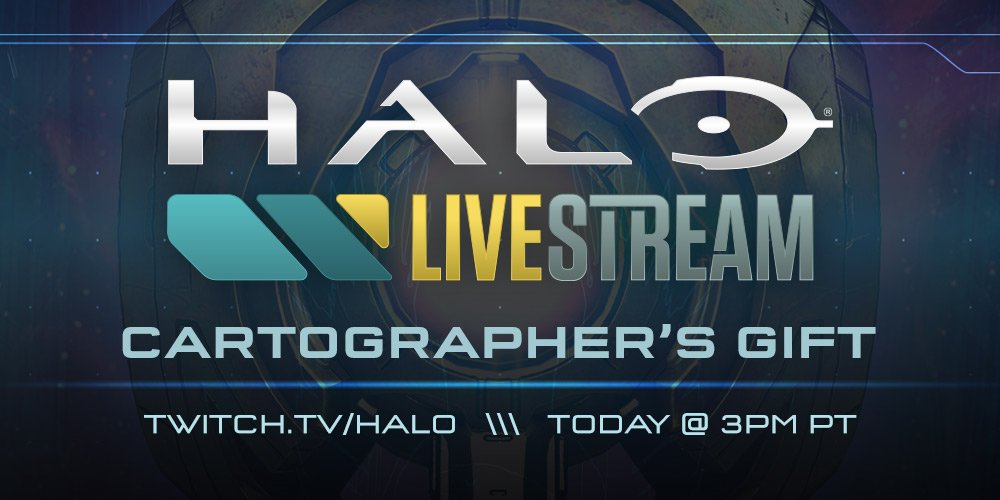 XBOX's tweet photo. Join 343 LIVE on @Twitch for an early look at the #Halo5 [T] Cartographer's Gift update: https://t.co/RkGP47TdVx https://t.co/wnKJ9rqSwh