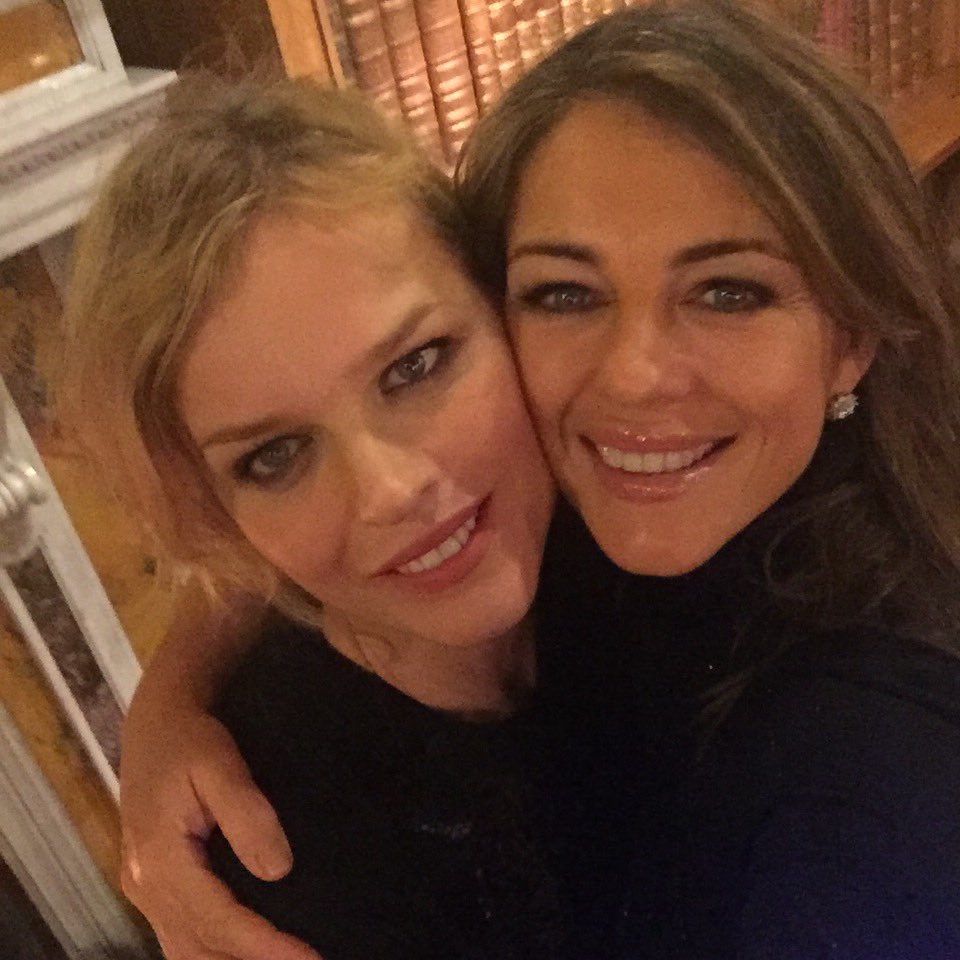 ElizabethHurley's tweet photo. With the gorgeous @EvaHerzigova at Alnwick Castle. Two blustery, fab days. Now in a hot bath with a stiff drink 😉 https://t.co/SycIxeVN0s