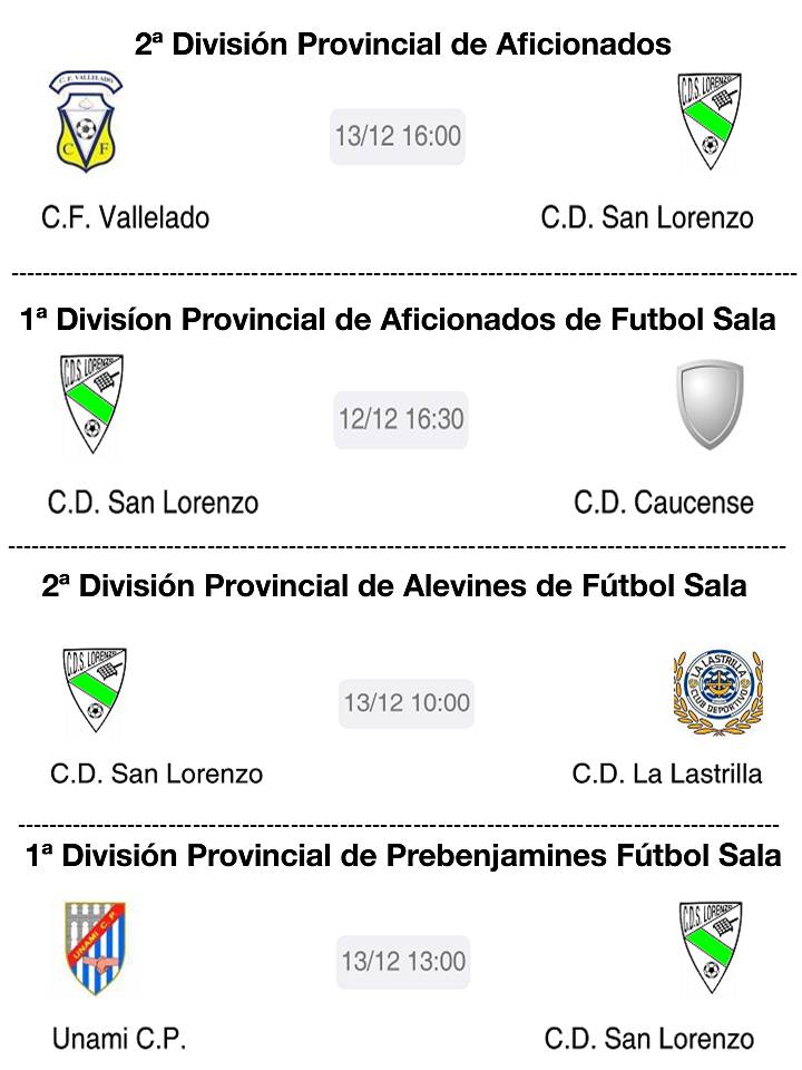 PARTIDOS PARA EL FIN DE SEMANA.