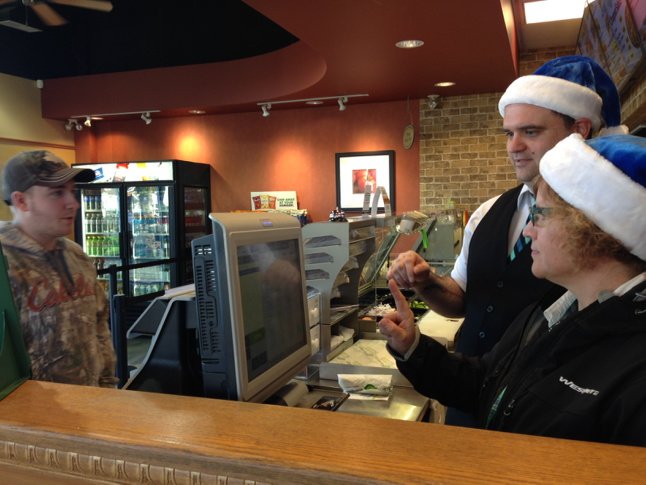 Comox Subway is having a blue #WestJetChristmas. Yum-yum!
